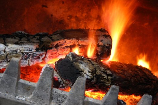 close up of a home fireplace for cold days