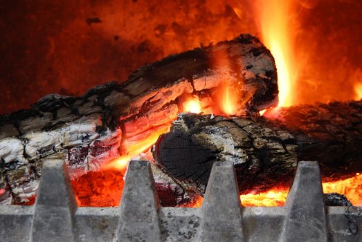 close up of a home fireplace for cold days