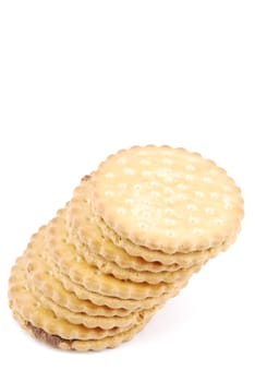 stack of chocolate cookies isolated on white background
