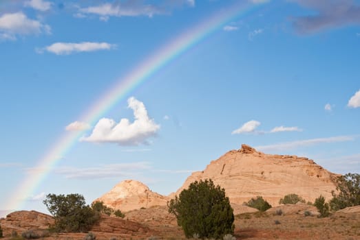 Rainbow after the storm Arizona desert