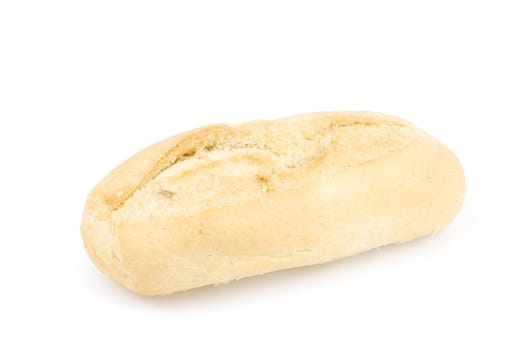 one fresh and baked white wheat bread baguette (isolated on white background)