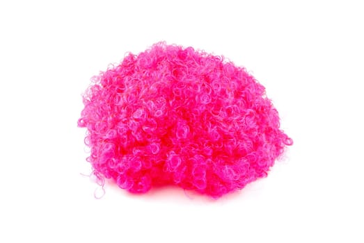 vibrant pink wig isolated on white background