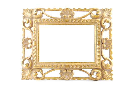 gold vintage metal frame isolated on white background