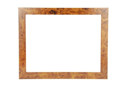 wooden photo-frame isolated on white background