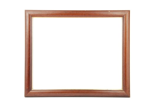 wooden photo-frame isolated on white background