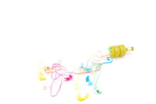 colorful party poppers isolated on white background