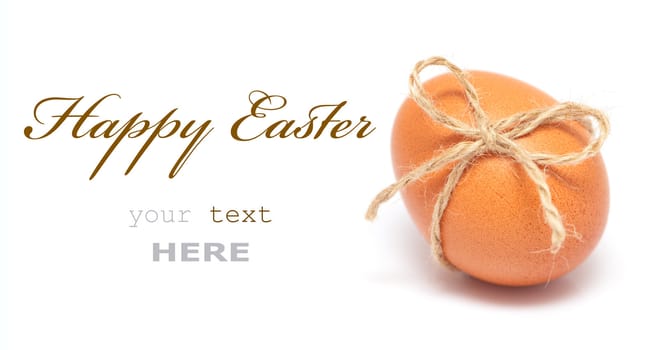 Easter egg with festive bow isolated on white background (with space for text)