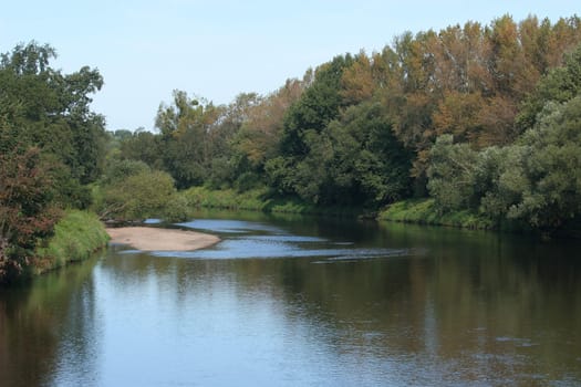 Mulde river in late summer in Germany