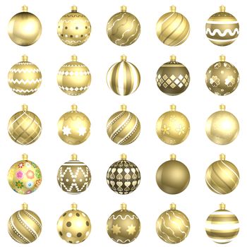 Christmas baubles big back 25 on white background