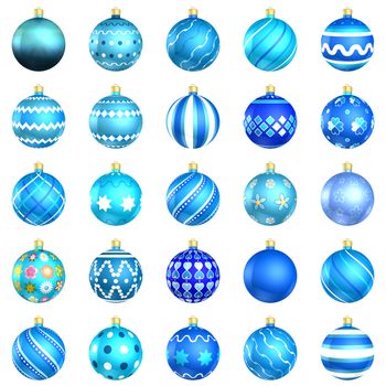 Christmas baubles big back 25 on white background