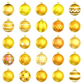 Christmas baubles big back 25 on white background