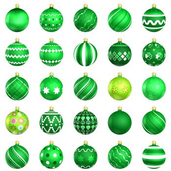 Christmas baubles big back 25 on white background