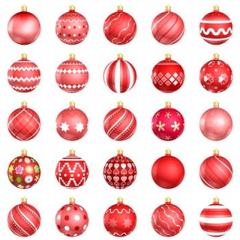 Christmas baubles big back 25 on white background