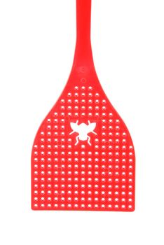 red fly swatter/catcher isolated on white background