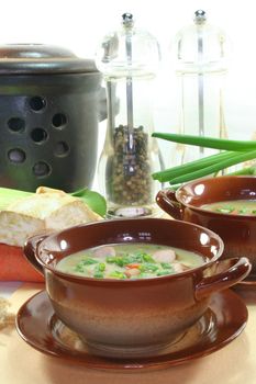 Potato soup with vegetables and Wiener W�rstchen
