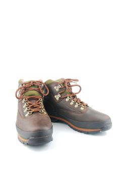 brown leather hiking boots isolated on white background