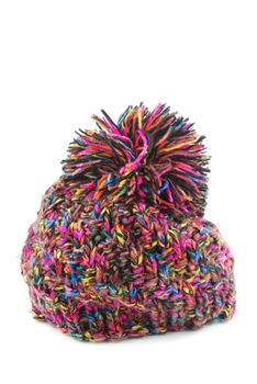 colorful winter knit hat isolated on white background
