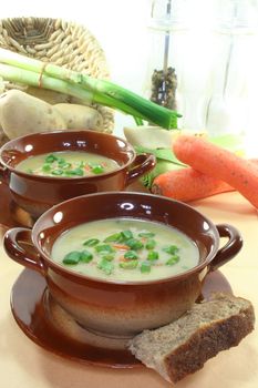 Potato soup with vegetables and Wiener W�rstchen