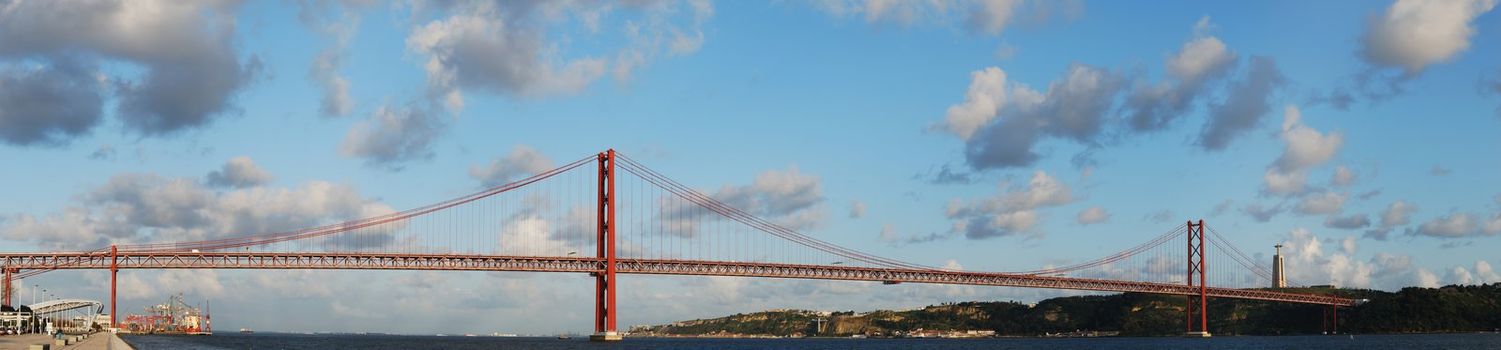panoramic view of old Salazar bridge in Lisbon, Portugal