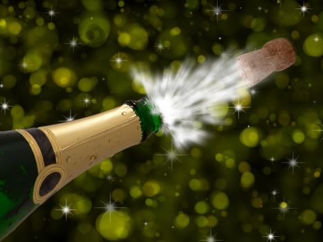 Celebration with champagne on party - happy new year - cool black background