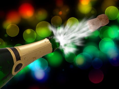 Celebration with champagne on party - happy new year - cool black background