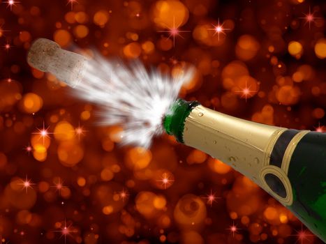 Celebration with champagne on party - happy new year - cool black background