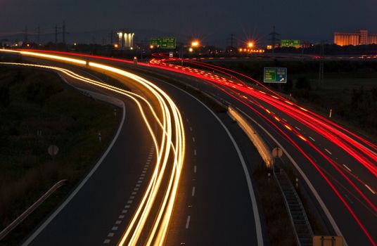 Night highway - long exposure - car light lines