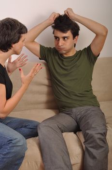 angry sister arguing with his younger grown-up brother (lessons from older people)