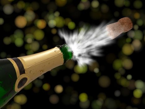 Celebration with champagne on party - happy new year - cool black background