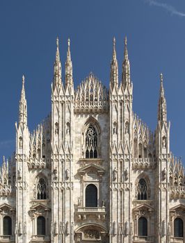 Duomo di Milano, Milan gothic cathedral church - rectilinear frontal view