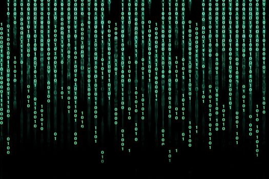 Green digital binary code background - matrix technology future