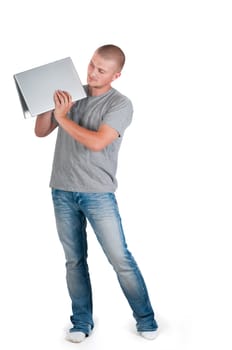 Studio shot of man isolated on white