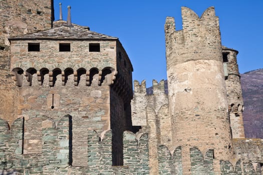 Fenis Castle is one of the most famous castles in Aosta Valley - Italy for its spectacular architecture and its many towers