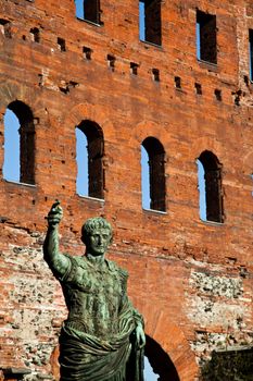 Statue of Cesare Augustus in Torino - Italy: concept of leadership