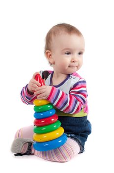 Shot of little cute baby girl isolated on white