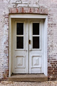 Front doors of an old brick building