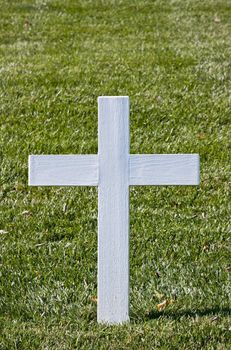 The White Christian Cross at Bobby Kennedy's gravesite at Arlington Cemetery