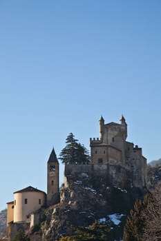 Italian castle in Valle d'Aosta region, north of Italy