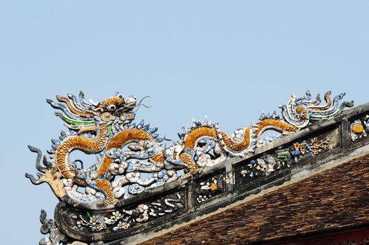 The dragon on the roof top, vietnam