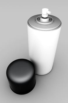 Image of aluminum spray cans of paint on a gray background