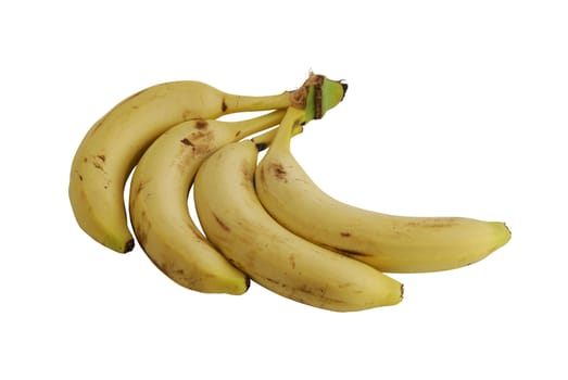 Bunch of four yellow bananas in shape of fan