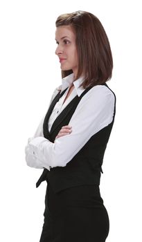 Image of a young businesswoman isolated against a white background