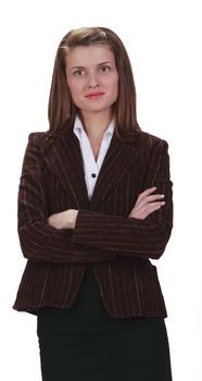 Portrait of a young businesswoman isolated against a white background