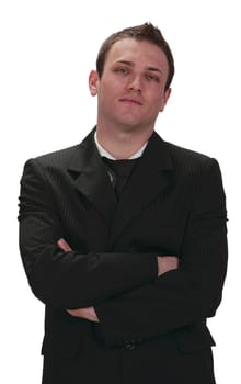 Image of a young businessman isolated agfainst a white background.