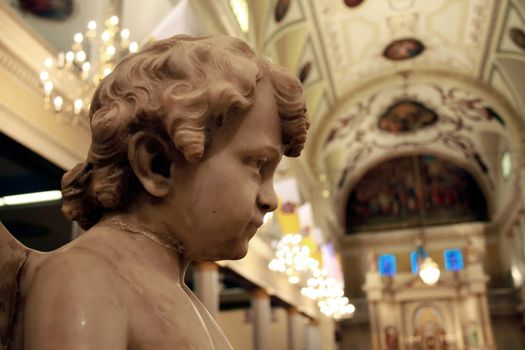 A statue inside the St Louis Cathedral in New Orleans Lousiana