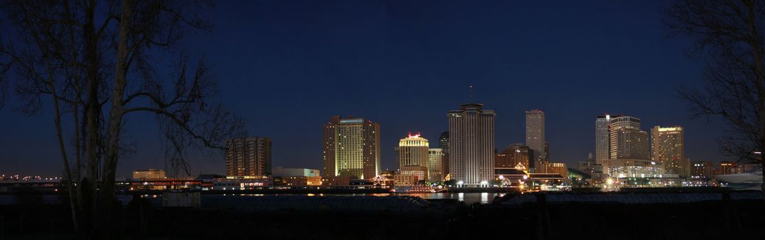 Panorama of New Orleans Skyline at Night