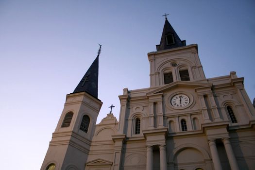 Looking up at the St Louis Cathedral in New Orleans