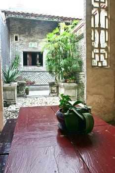 Interior and courtyard of chinese style architecture