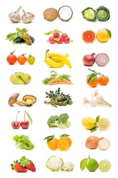 fruits and vegetables collection isolated on white background

 