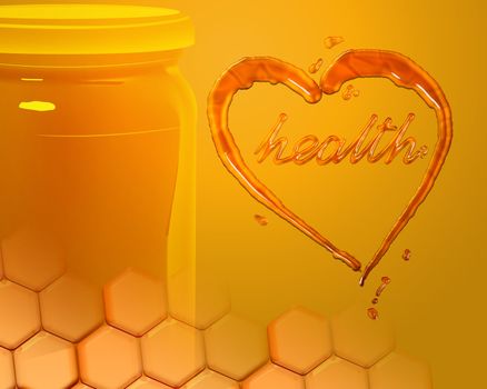 heart shape made with honey conceptual illustration